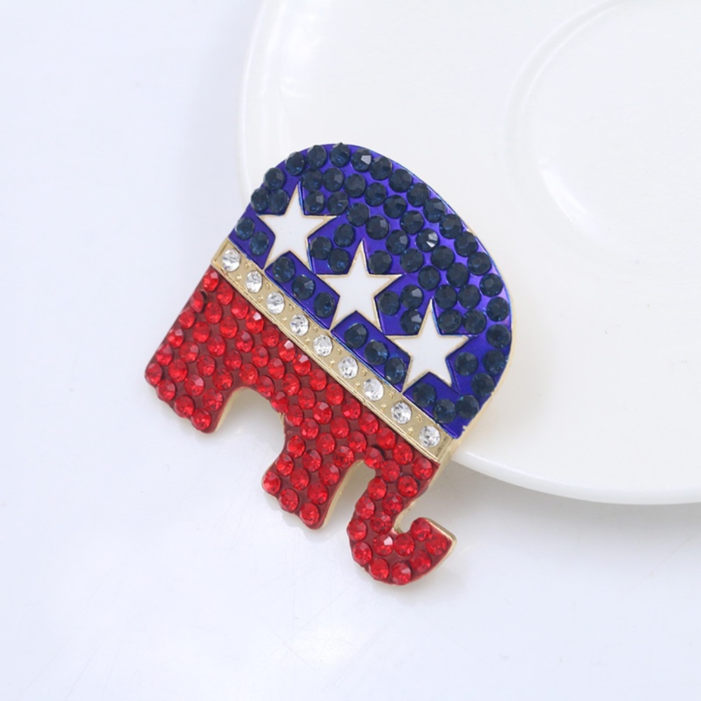 Large "Grand Old Party" Rhinestone Elephant PIn